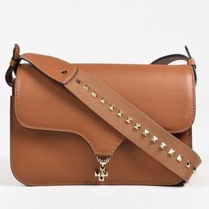 Valentino women’s tan leather flap shoulder bag